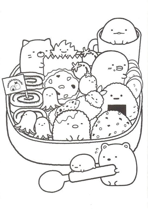 Página para Colorir com Bento de Sumikko Gurashi
