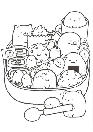 Página para Colorir Página para Colorir com Bento de Sumikko Gurashi