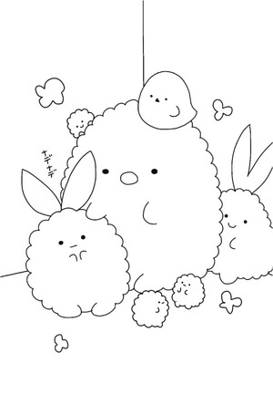 Página para colorir com Sumikko Gurashi 4