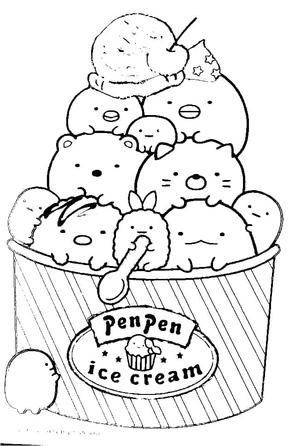 Página para Colorir Página para colorir com Sumikko Gurashi Sorvete