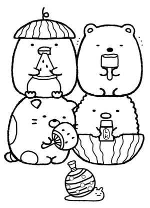 Página para Colorir Página de Colorir Relaxante Sumikko Gurashi