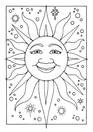 Página para Colorir Página de Colorir Sol Adulto