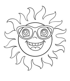 Página para Colorir Sol Divertido de Desenho Animado