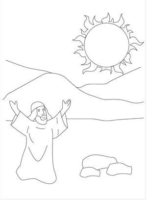 Página para Colorir Joshua com o Sol