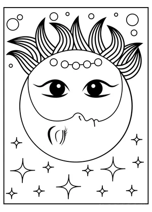 Página para Colorir Sol, Lua e Estrelas