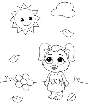 Página para Colorir Desenho Animado Ensolarado