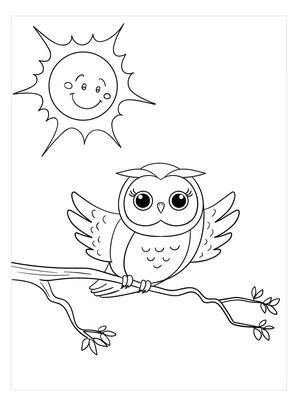 Página para Colorir Coruja Ensolarada