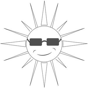 Página para Colorir Sol Radiante de Óculos Escuros