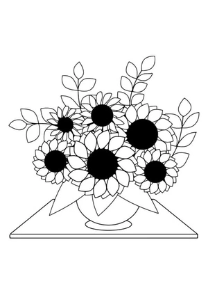 Página para Colorir Obra-prima do Vaso de Girassol
