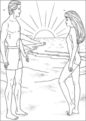 Página para Colorir Admirando o Pôr do Sol Juntos