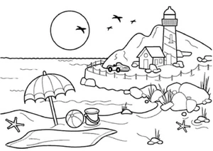 Página para Colorir Jornada ao Pôr do Sol