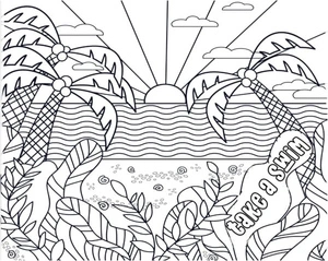 Página para Colorir Pôr do Sol Deslumbrante no Oceano