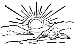 Página para Colorir Montanhas Iluminadas pelo Sol