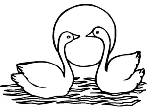 Página para Colorir Cisnes ao Pôr do Sol