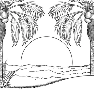 Página para Colorir Pôr do Sol Laranja Vivo Sobre o Mar