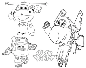 Página para Colorir Personagens do desenho animado Super Wings