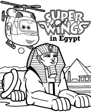 Página para Colorir Dizzy de Super Wings no Egito