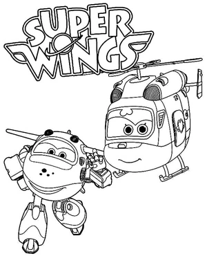 Página para Colorir Jett e Dizzy de Super Wings