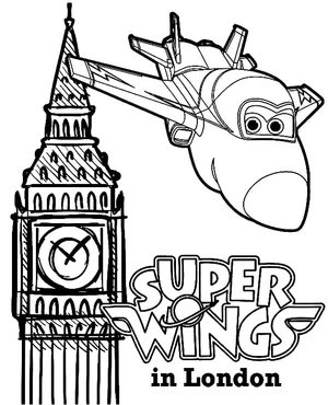 Página para Colorir Jett de Super Wings em Londres