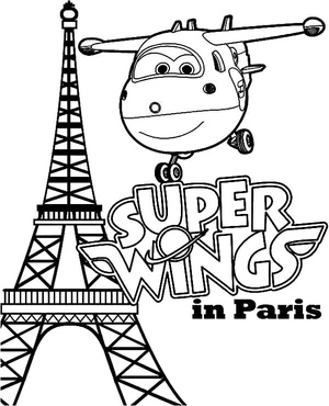 Página para Colorir Jett de Super Wings em Paris