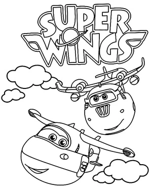 Página para Colorir Super Wings: Jett e Donnie