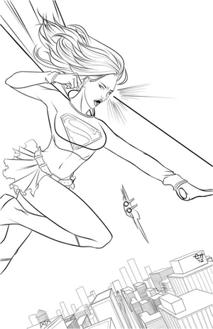 Página para Colorir Supergirl em Batalha