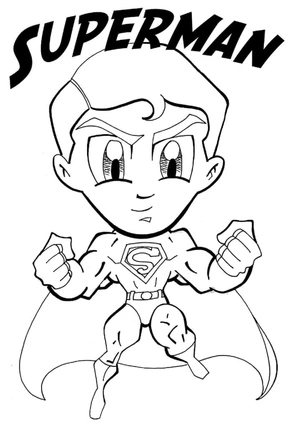 Página para Colorir Pequeno Superman Feliz