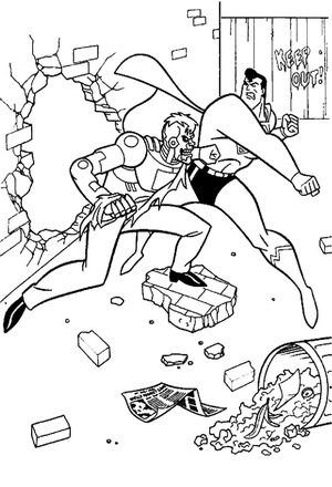 Página para Colorir Super-herói enfrenta monstro