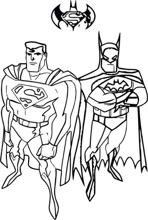 Página para Colorir Superman e Batman lado a lado