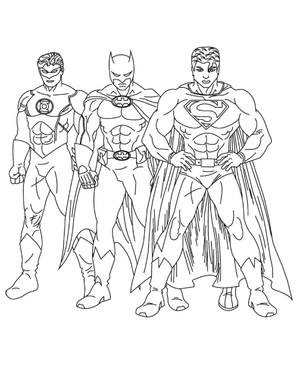 Página para Colorir Superman e Seus Amigos