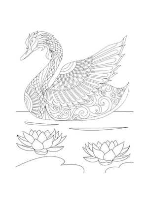 Página para Colorir Mandala de Cisne e Flor