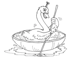 Página para Colorir Velejando com Cisne