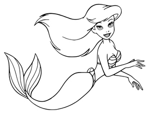 Página para Colorir Ariel Nadando