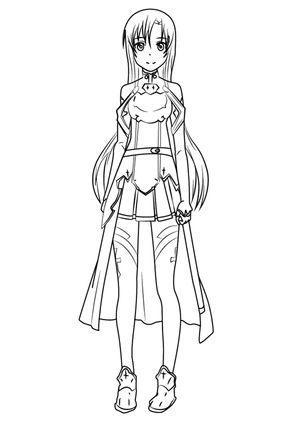 Página para Colorir Asuna do Anime Sword Art Online