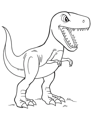 Página para Colorir Tiranossauro Rex Engraçado