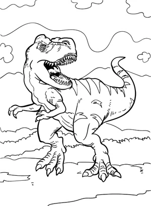 Página para Colorir Tiranossauro Rex Simples