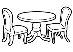 Página para Colorir Página para Colorir de Mesa e Cadeiras