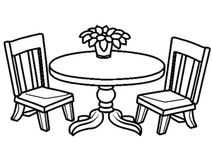 Página para Colorir Página para Colorir de Mesa e Cadeiras Grátis