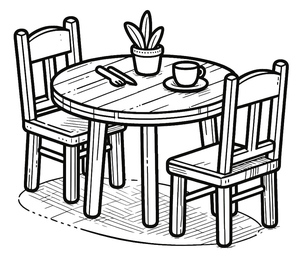 Página para Colorir de Mesa e Cadeiras