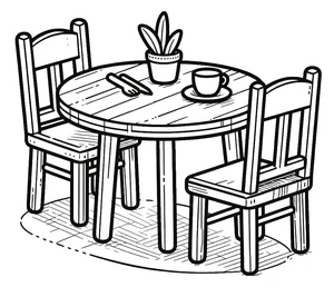 Página para Colorir Página para Colorir de Mesa e Cadeiras