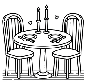 Página para Colorir Mesa e Cadeiras para Casal