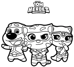 Página para Colorir Personagens de Talking Tom Heroes