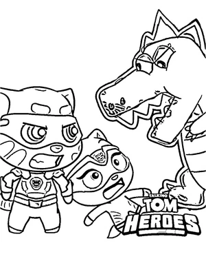 Página para Colorir Página para colorir com Talking Tom Heroes