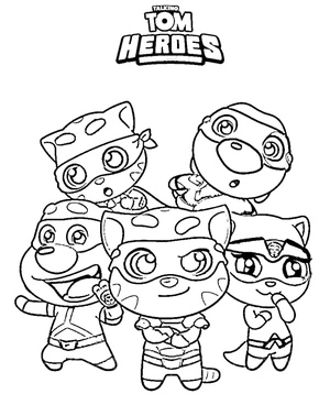Página para Colorir Design dos Heróis Talking Tom