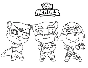 Página para Colorir Página para Colorir dos Heróis Falantes do Talking Tom para Imprimir