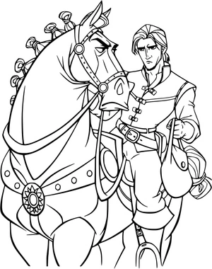 Flynn e Maximus em cena, página de colorir detalhada Enrolados, grátis para imprimir