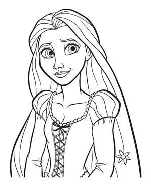 Princesa Rapunzel sorrindo, fácil Enrolados coloring page, free printable