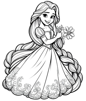 Página para Colorir Adorável da Rapunzel para Imprimir