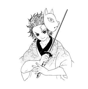 Tanjiro segurando uma espada, detalhada página para colorir Tanjiro, impressão gratuita