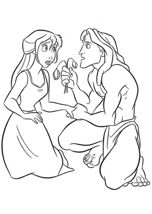 Página para Colorir Imprimível de Tarzan e Jane
